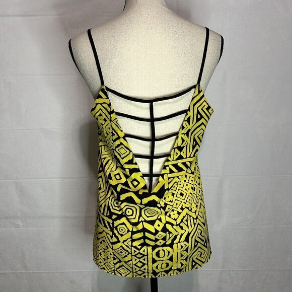 Ya Los Angeles Womens Yellow Black Scoop Neck Low Back Tank Top Sz M - Picture 6 of 8